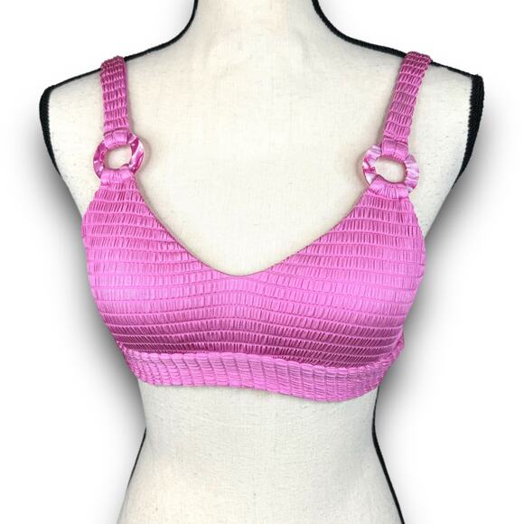 Isabella Rose Maza Textured Bikini Top Bralette Style Bubblegum Pink Size Small - Picture 2 of 6